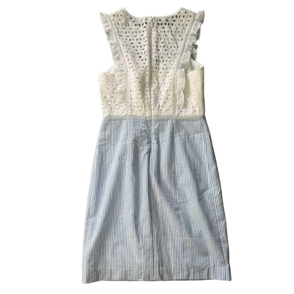 Lilly Pulitzer Maya Shift Dress Coastal Blue White Striped Eyelet Mini Dress - Picture 3 of 7